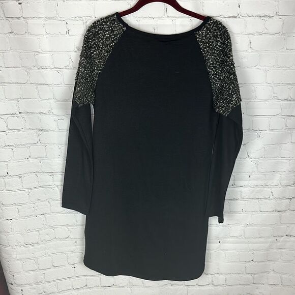 She + Sky Black T-shirt Dress with Gray Accents Size Medium - Picture 5 of 5